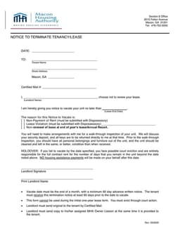 Georgia Mutual Lease Termination Agreement with Housing Assistance Clause form preview