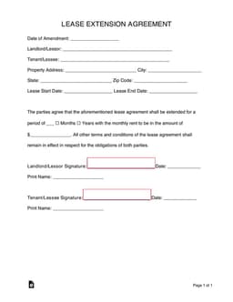 Lease Extension Agreement - Official Template for Commercial Rental Time Extension form preview