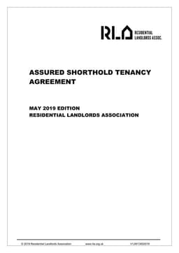 English Residential Landlords Association's Assured Shorthold Tenancy Agreement form preview