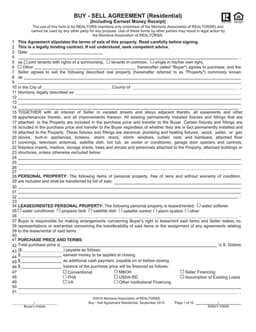 Montana Residential Property Buy-Sell Agreement form preview