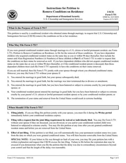 DHS I-751 for Removal of Conditions on Residency via Marriage form preview