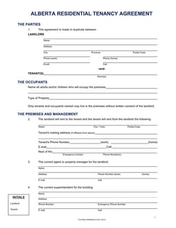 Alberta Residential Tenancy Agreement - Key Details and Consent Rules form preview