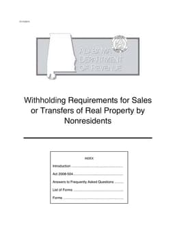 Alabama Nonresident Real Property Sales Tax Withholding - Act 2008-504 Section 40-18-86 form preview