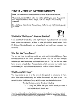My Choices Advance Directive Montana - Specify Personal Healthcare Wishes and Appoint Your Representative form preview