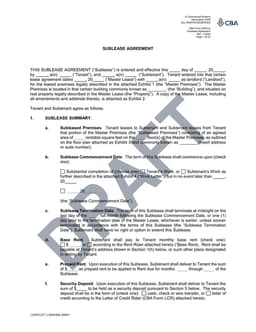 Commercial Brokers Association Sublease Agreement - CBA Form SUB-LS Details and Use form preview
