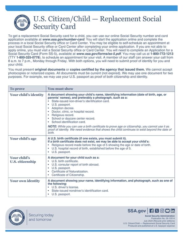 Replace Your Child's Social Security Card - Book Online Appointment at ssa.gov