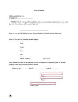 Louisiana Vehicle Ownership Transfer Record form preview