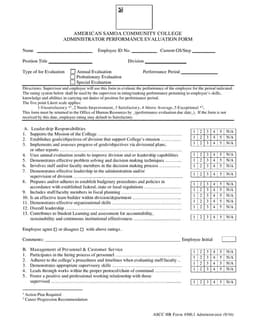 ASCC HR 4300.1 Administrator Evaluation American Samoa form preview