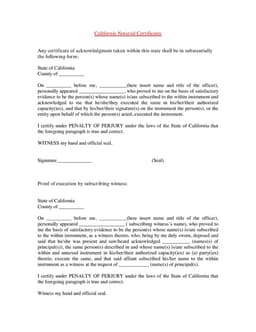California Notarial Acknowledgment and Cash Receipt form preview