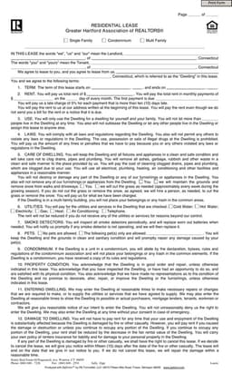 Connecticut Residential Lease Agreement - Greater Hartford Association of REALTORS form preview