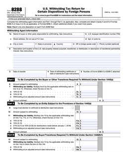 8288 – U.S. Withholding Tax Return for Certain Dispositions by Foreign Persons form preview