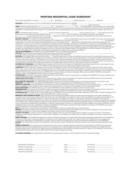 Montana Residential Lease Agreement Basics form preview
