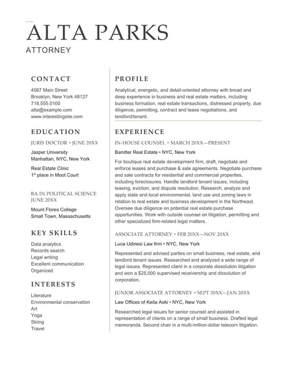 Attorney resume
