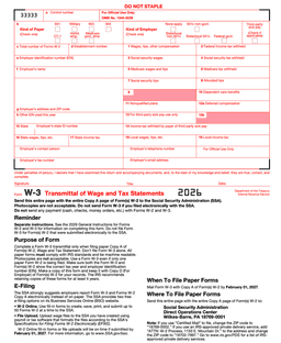 W-3 – Transmittal of Wage and Tax Statements form preview