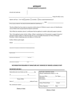 Hawaii Affidavit of Support for Incapacitated Individuals form preview