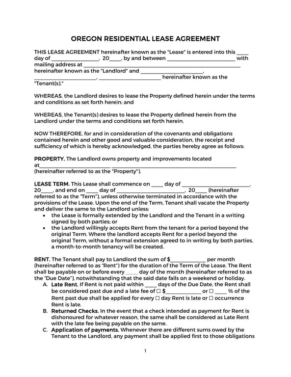 Get the most current Oregon Residential Lease Agreement Overview form now