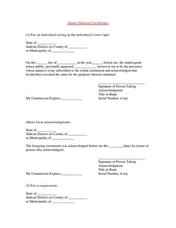 Alaska Notarial Certificates for Official Authenticity and Identity Verification form preview