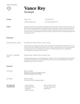 Paralegal resume form preview