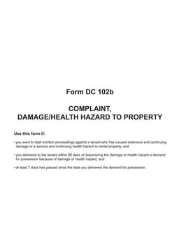 Michigan Eviction Process for Damage or Health Risks - DC 102b form preview