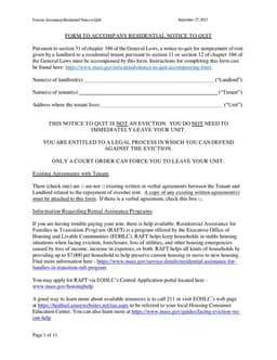 Massachusetts Residential Notice to Quit - Chapter 186 Section 31 form preview