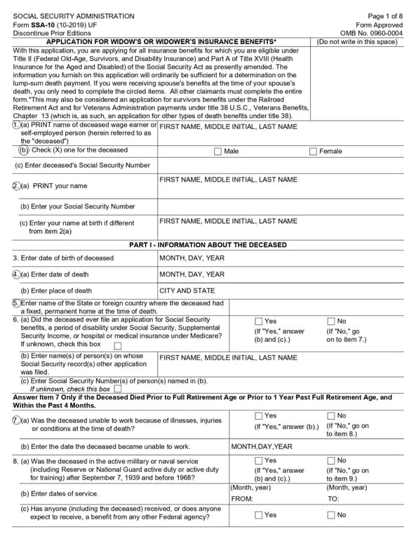 Get the most current ssa-10 form now