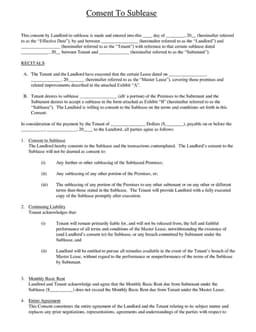 Landlord Agreement for Tenant Subleasing Approval form preview