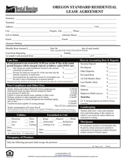 Oregon Rental Lease Agreement - Landlord Tenant Housing Rules and Responsibilities form preview