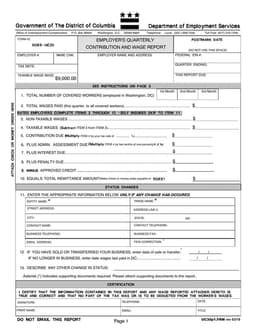 Quarterly Contribution and Wage Report DOES-UC30 District of Columbia form preview