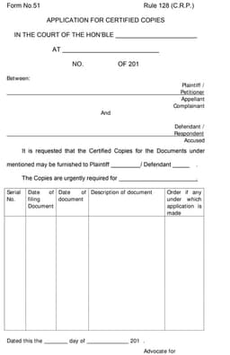 51 Rule 128 – Regulatory or Legal Compliance Document form preview