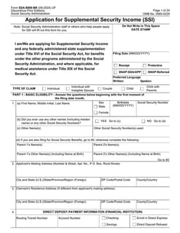 SSA-8000-BK - Apply for Supplemental Security Income and Other Benefits form preview