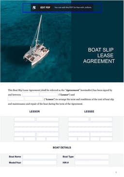 Boat Slip Lease Terms and Conditions Agreement form preview