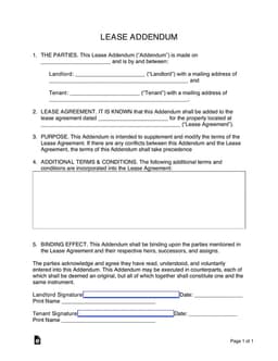 Lease Addendum - Modifying Lease Agreement Terms form preview