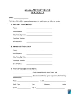 Alaska Motor Vehicle Ownership Transfer Documentation form preview