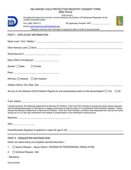 Delaware Child Protection Registry Consent Overview form preview