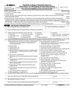 W-8BEN-E IRS Entity Tax Status Certificate form preview