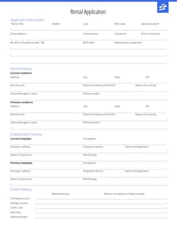 Rental Application Comprehensive Tenant Evaluation Zillow form preview