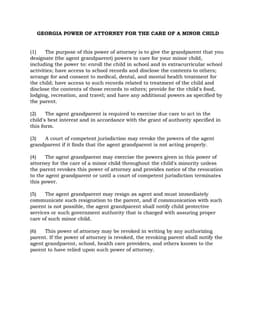 Georgia Power of Attorney for Minor Child Care and Travel form preview