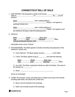 Connecticut Vehicle Transfer Proof Document form preview