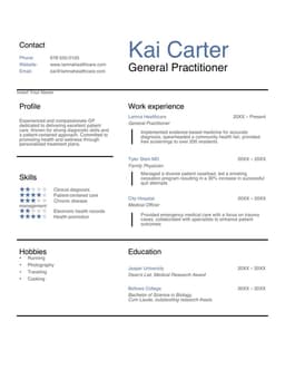Modern sections professional resume form preview