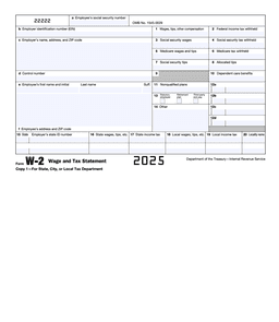 W-2 – Wage and Tax Statement form preview