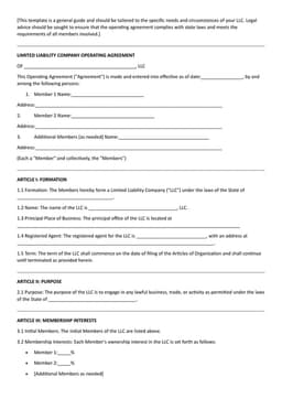 LLC Operating Agreement Guide form preview
