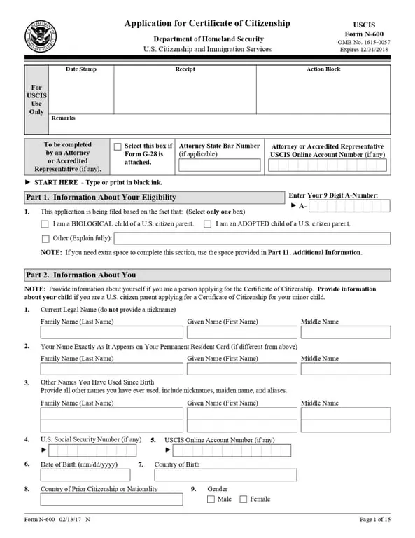 Get the most current n-600 form now