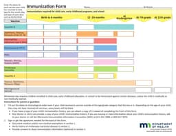 Minnesota Child Immunization Tracking 2019 - Vaccination Schedule and Record form preview