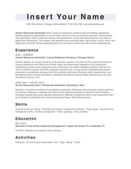 ATS classic HR resume form preview