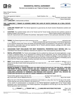 South Carolina Residential Lease Agreement Overview form preview
