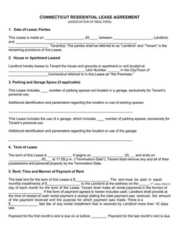 Connecticut Residential Lease Agreement Basics form preview