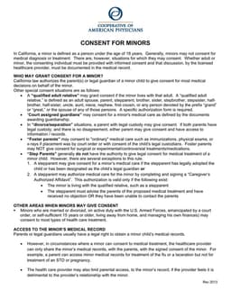 California Minor Medical Consent Rev 2013 - Parental, Guardian and Qualified Adult Relative Approval for Treatment and Travel form preview