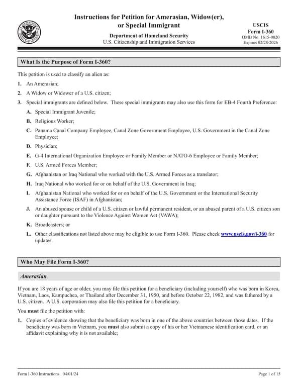 I-360 Essential Tool for Immigrant Legal Classification by USCIS