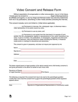 Video Consent and Personal Likeness Usage Authorization form preview