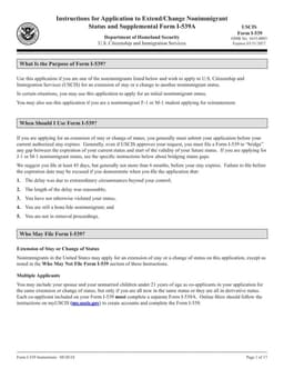 I-539 Extend Stay or Change Nonimmigrant Status USCIS Application form preview